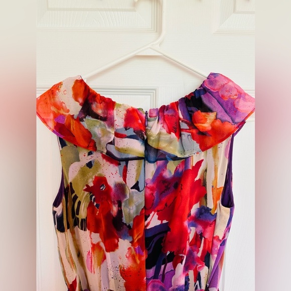 ADRIANNA PAPELL ~ Women’s sleeveless lightweight floral ruffled dress size 6 - Picture 7 of 9